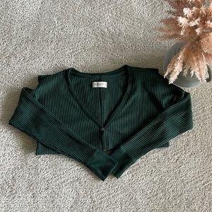 Abercrombie & Fitch Green Long Sleeved Button Up Top
